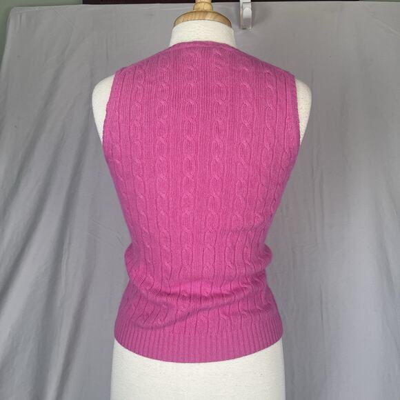 J Crew Pink CableKnit Sweater Vest Womens Small Merino Wool Preppy Schoolgirl - Picture 5 of 9